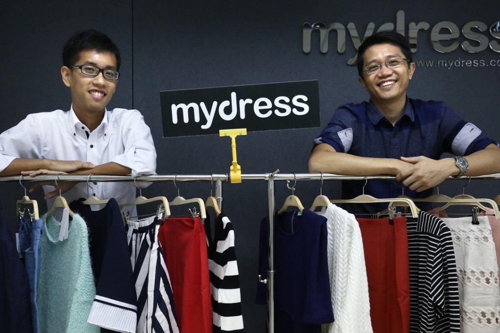 Portrait of MyDress,com co-founders Edmund Wong (left) and Leon Lai at their offices in Kwun Tong, Hong Kong on Thursday. Photo: Jonathan Wong