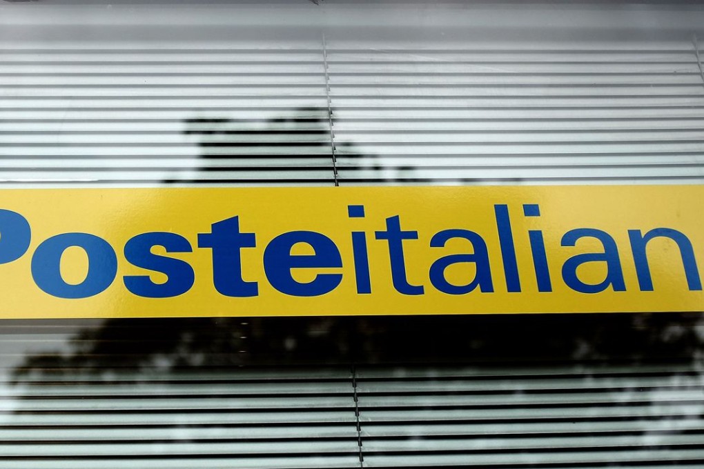A picture of the logo of Italian post (Poste Italiane) in Rome which launched last month its biggest privatisation since the late 1990s as the negative yields on its bonds illustrates the parlous state of Europe’s economy. Photo: AFP
