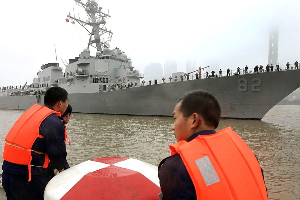 PLA Navy personnel in Shanghai get ready for a port visit by the US Navy’s USS Lassen seven years ago. Photo: AP