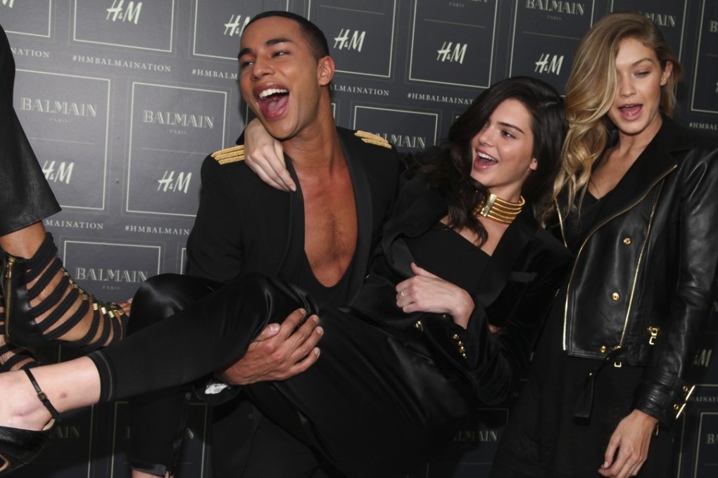 Olivier Rousteing, Kendall Jenner and Gigi Hadid attend the Balmain x H&M Collection launch event in New York on October 20. Photo: AP