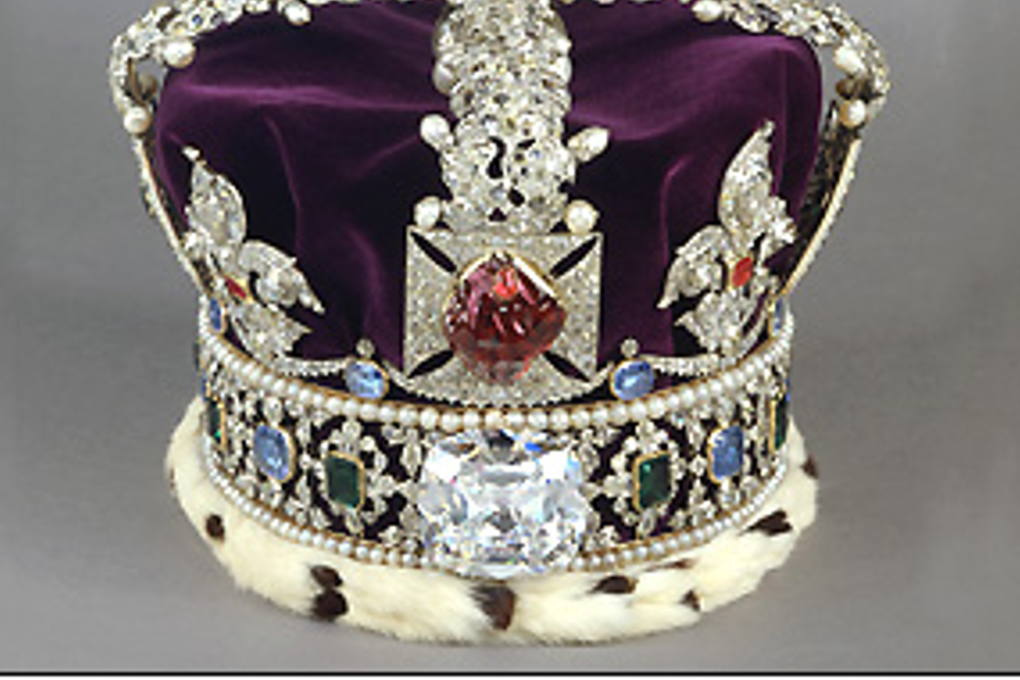 The Koh-i-noor sits in the middle front of the Imperial State Crown. Photo: The British Monarchy