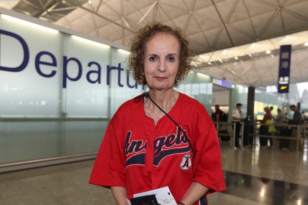 Celia Eberhard at Hong Kong International Airport this morning. Photo: K. Y. Cheng