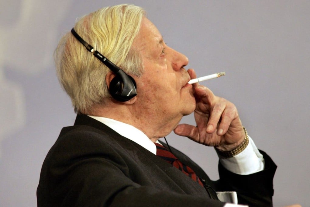 Helmut Schmidt, who died on Tuesday at the age of 96, began smoking in his teens and remained a chain smoker for the rest of his life. He is pictured in 2006 enjoying a cigarette during a foreign ministry debate in Berlin. Photo: AFP