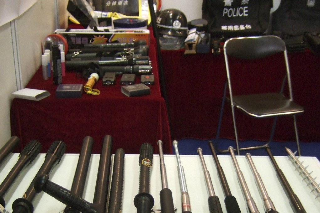 IBatons and spike batons at a display of police equipment in China. Amnesty says Chinese detainees are at increasing risk of torture. Photo: AP