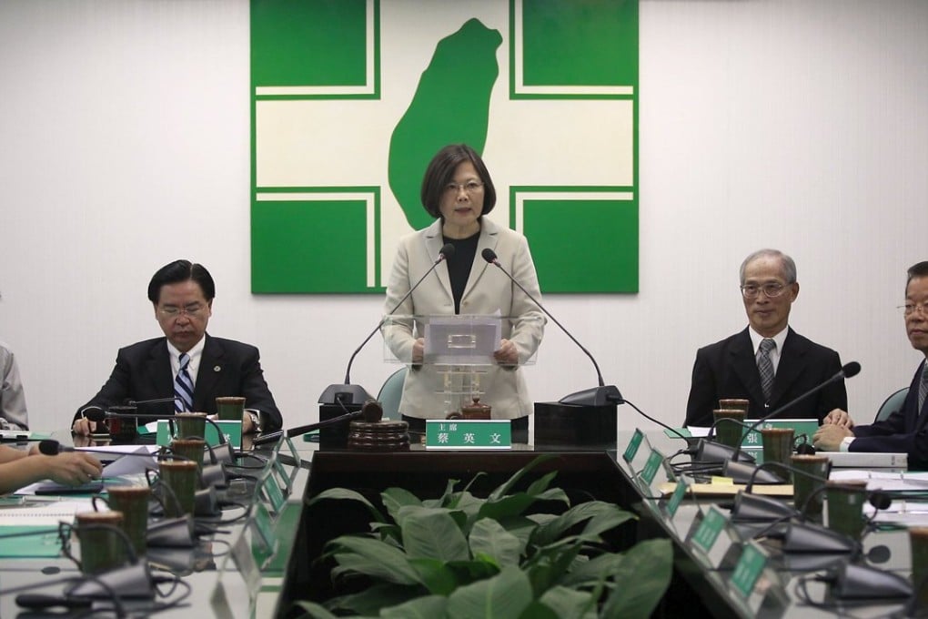 Taiwan's main opposition Democratic Progressive Party Chairperson and presidential front runner Tsai Ing-wen gives a speech before her party’s central standing committee in Taipei. Photo: Reuters