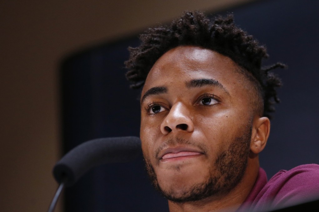 Raheem Sterling speaks to the press. Photo: Reuters