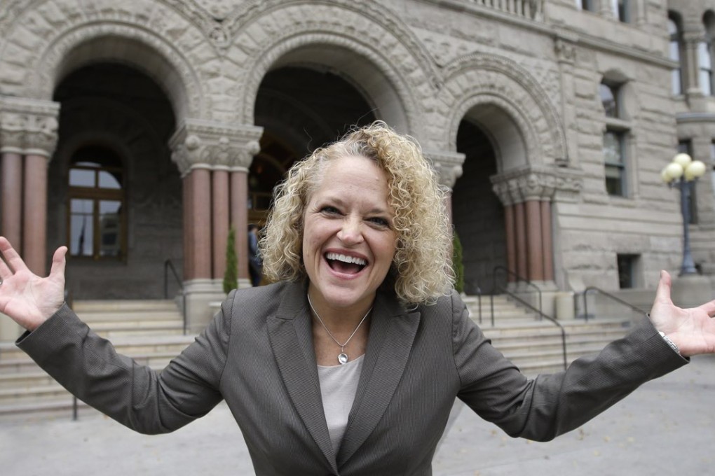 Former Utah lawmaker Jackie Biskupski poses for photograph after becoming mayor of Salt Lake City on Tuesday. Photo: AP