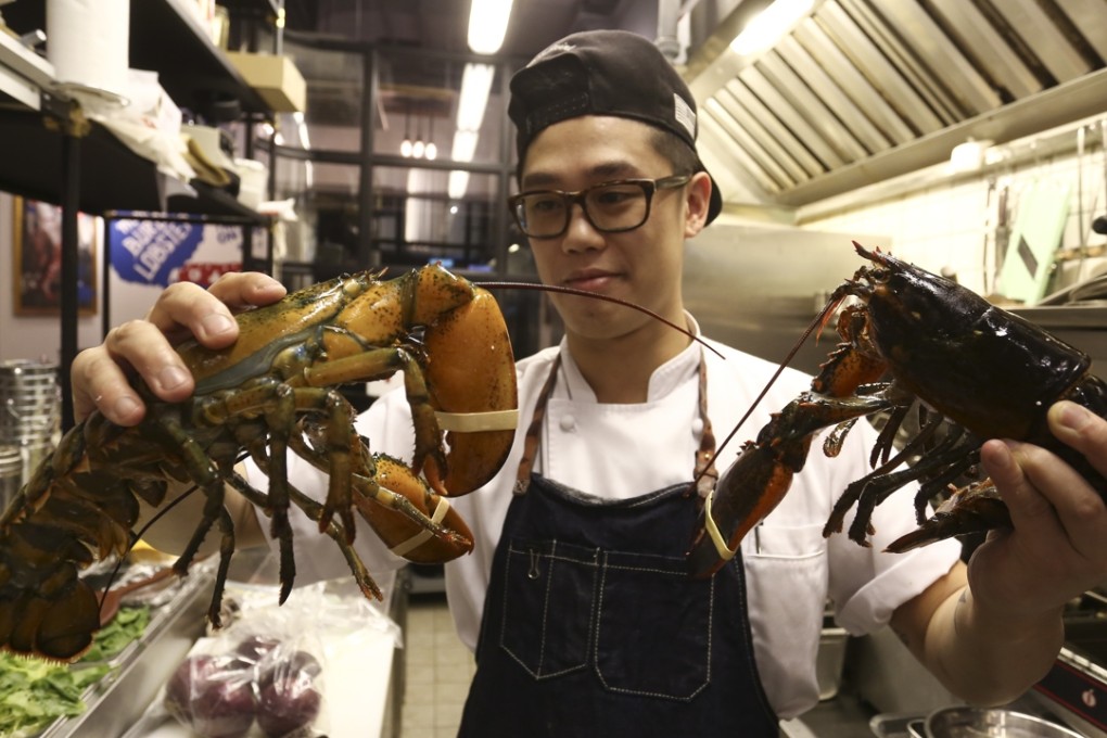 Live lobsters at Mama Burger & Lobster in Cheung Sha Wan. Photo: Jonathan Wong
