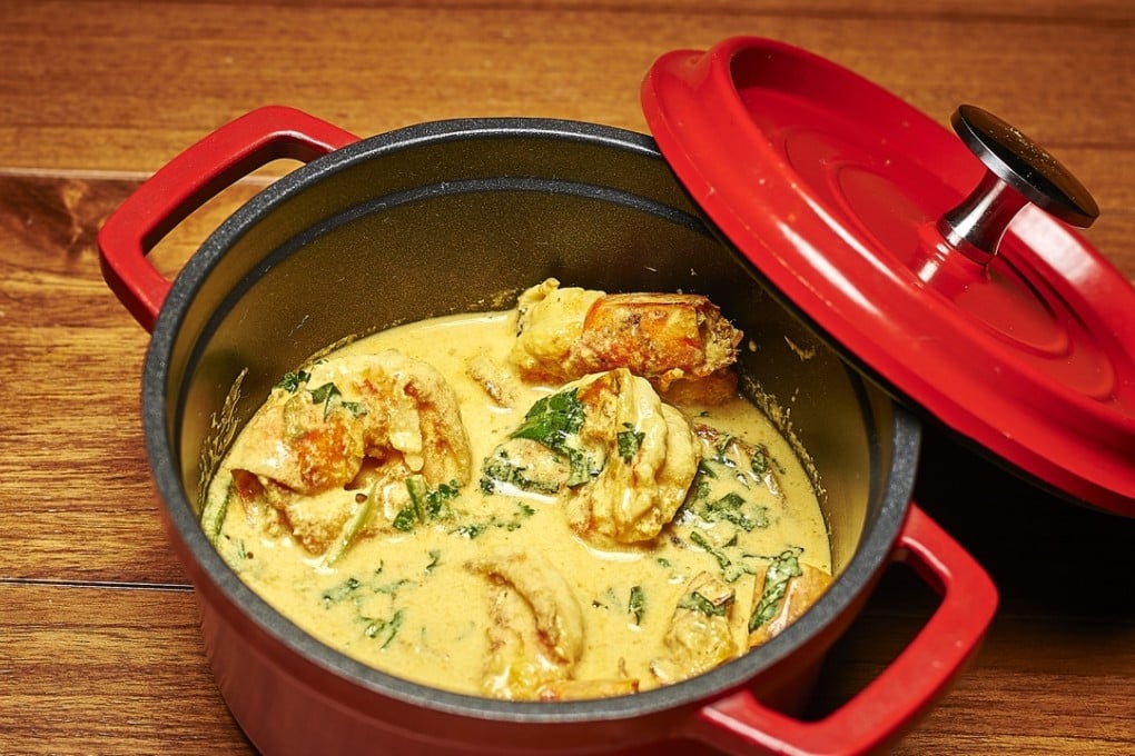 Chingri Malai curry – prawn and coconut milk curry with green chilli and coriander garnish – at Bindaas Bar & Kitchen in Central.