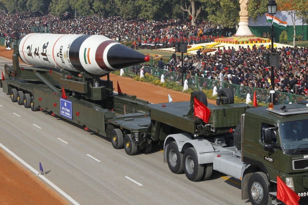 A surface-to-surface Agni V missile is displayed during the Republic Day parade in New Delhi, India. Photo: Reuters