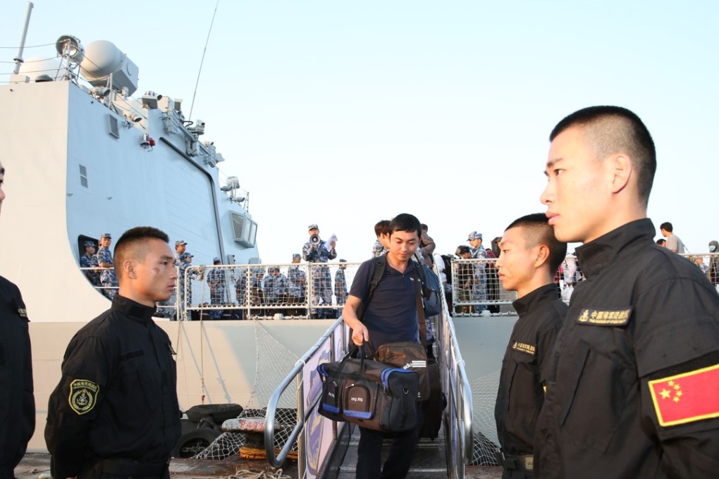 Chinese evacuees from conflict-ridden Yemen arrive at the Djibouti port in March this year. Photo: Xinhua