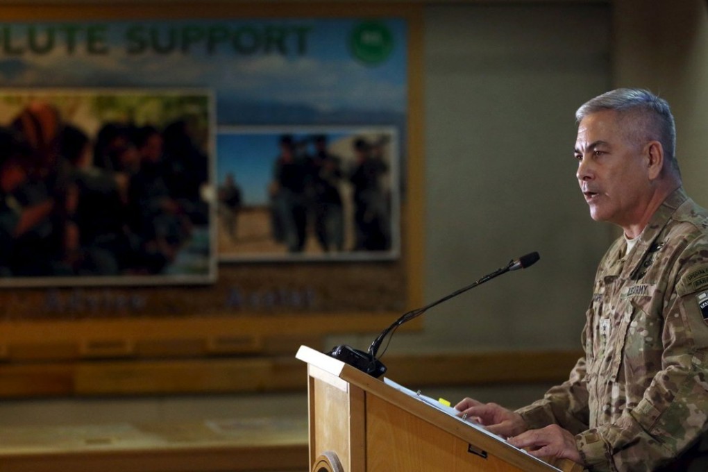 General John Campbell, the commander of Nato and US forces in Afghanistan, reports on the investigation of the air strike in Kunduz. Photo: Reuters