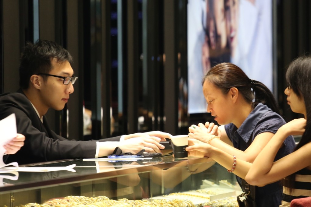 Chow Tai Fook jewellery shop in Causeway Bay as the company suffer broker downgrades after suffering from rapid expansion. Photo: Nora Tam