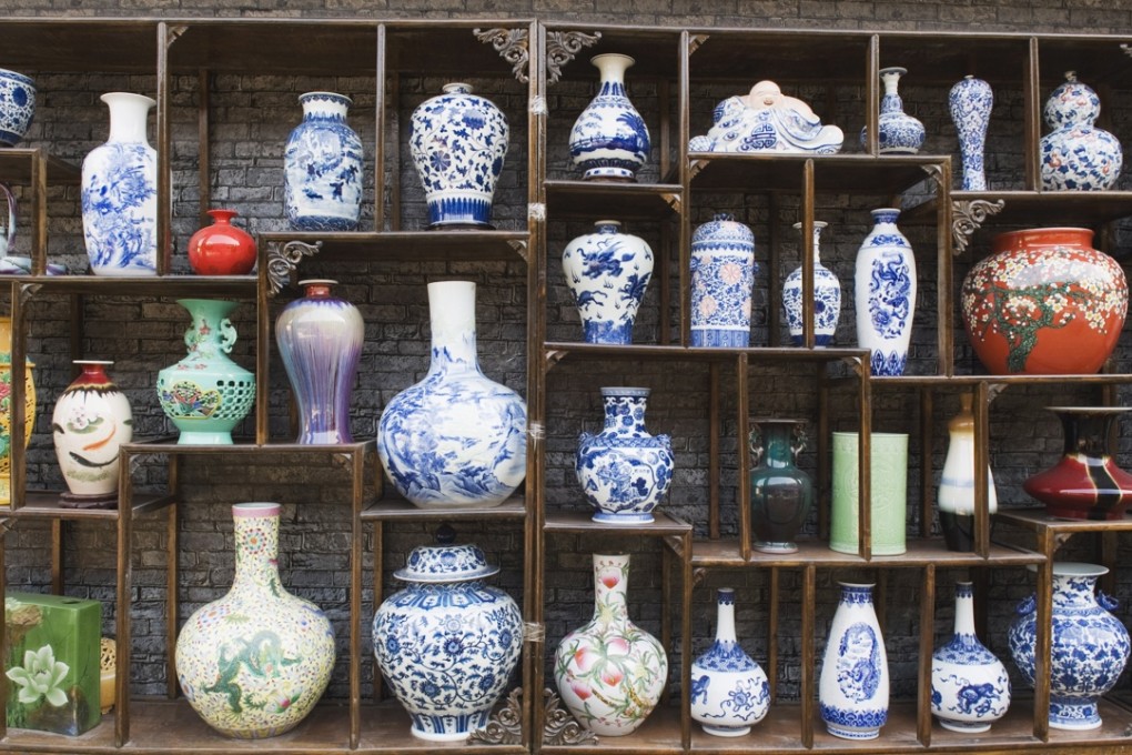 A display of vases at a pottery factory in Jingdezhen, ancestral home of super high-quality ceramics.