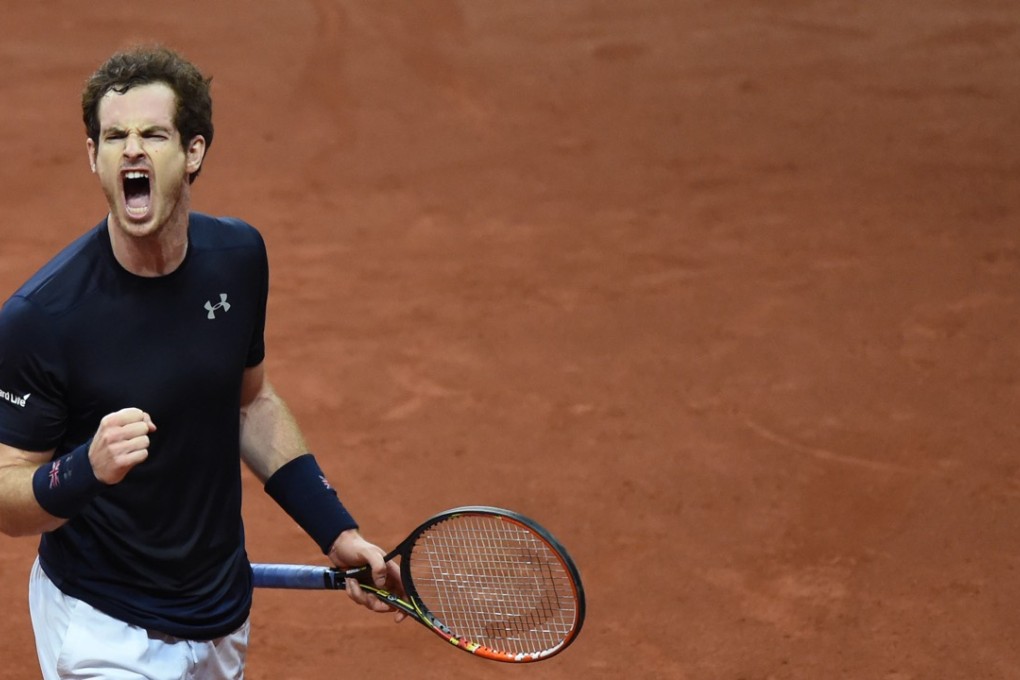 Britain's Andy Murray celebrates winning the match against Belgium’s Ruben Bemelmans. Photo: AP