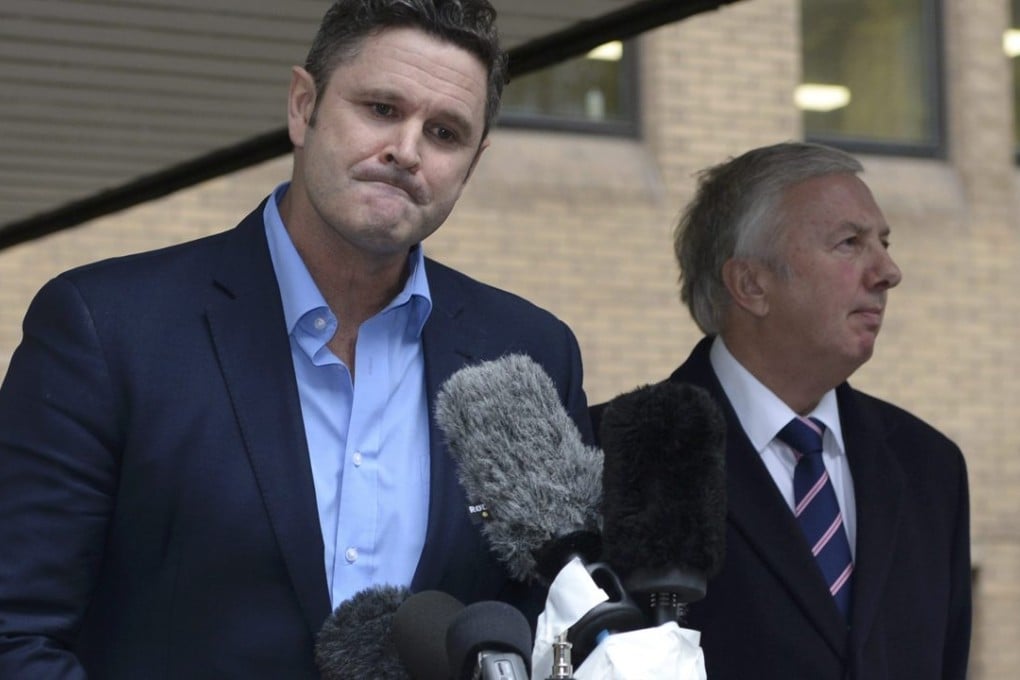 Former New Zealand cricket captain Chris Cairns speaks to members of the media outside Southwark Crown Court in London on Monday. Photo: Reuters
