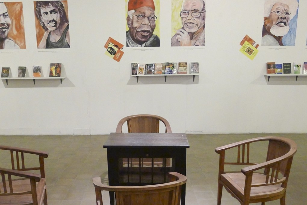 Portraits of Nigerian writers at this year’s Jogja Biennale.