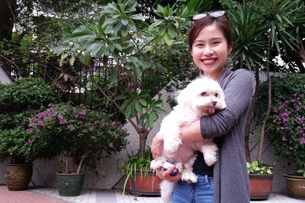 Student Stephanie Siu with BB, her 12-year-old Maltese