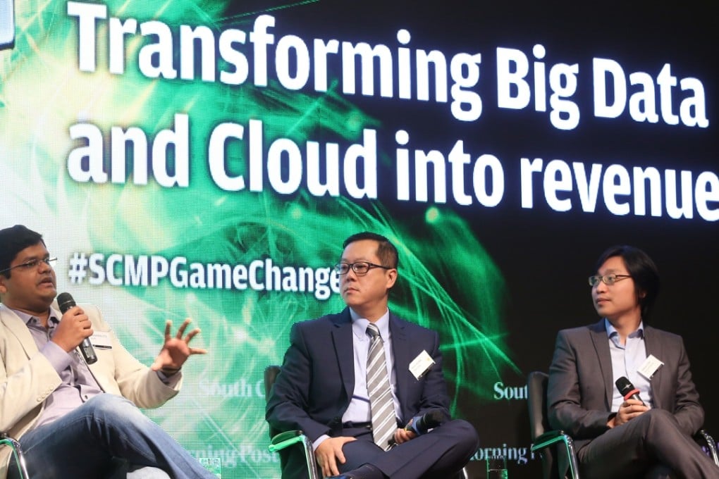 Pixels CEO Kevin Huang (centre) listens as Zalora’s Kaushal Bhalotia (left) speaks at the SCMP’s fourth Game Changers forum in Hong Kong on Thursday. Matthew Chan, general manager of digital marketing at K11 Concepts, is seated to the right. Photo: K. Y. Cheng