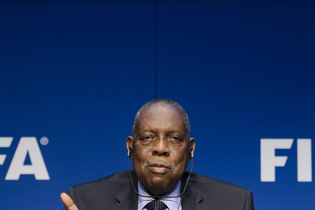 Acting Fifa president Issa Hayatou gestures during a press conference at the governing body’s headquaters in Zurich. Photo: AFP