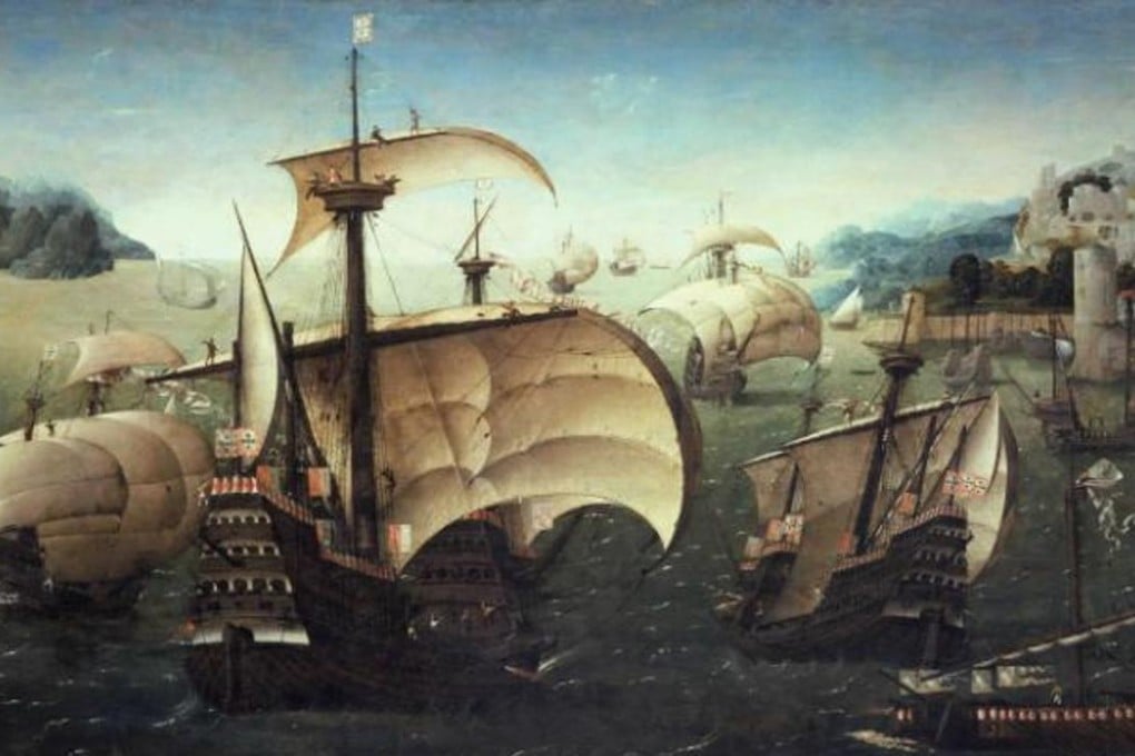 Portuguese ships in a painting from circa 1540, a time when Portugal was the leading maritime power in the Indian Ocean.