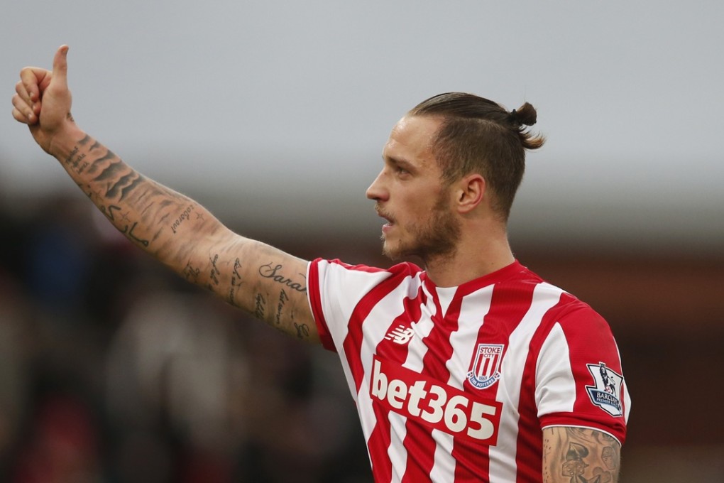 Stoke City's Marko Arnautovic salutes the fans after the game. Photo: Reuters