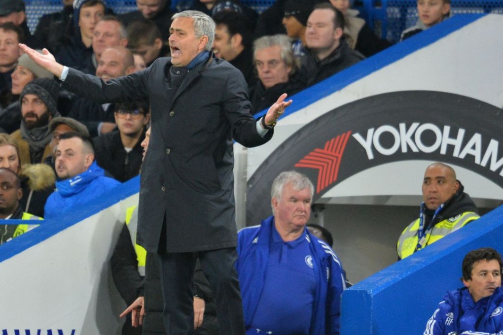 Jose Mourinho shouts from the sidelines. Photo: AFP