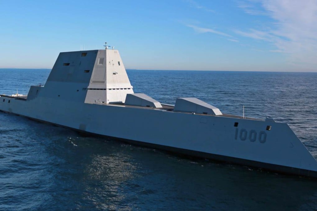 The USS Zumwalt is underway for the first time, conducting at-sea tests and trials in the Atlantic Ocean. Photo: AFP