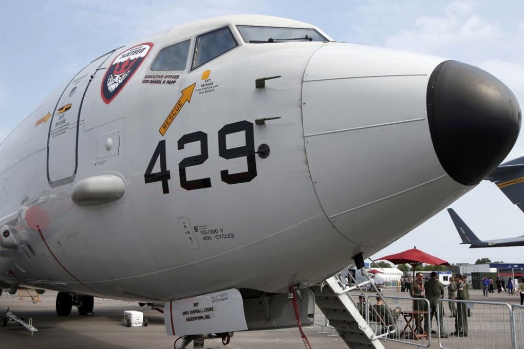 A file picture of a US P8 Poseidon spy plane on display at an air show. Photo: Reuters