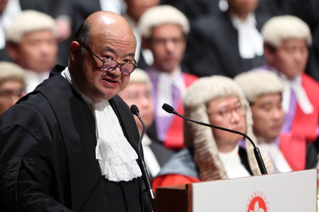 Chief Justice Geoffrey Ma Tao-li speaks at ceremonial opening of the Legal Year 2015 at City Hall in Central. 12JAN15