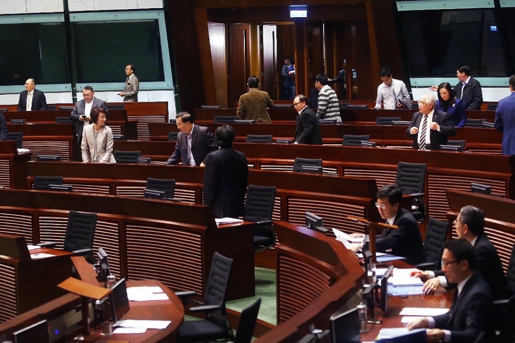 Four calls for quorum were issued at Legco today, effectively postponing the bill’s consideration. Photo: Sam Tsang
