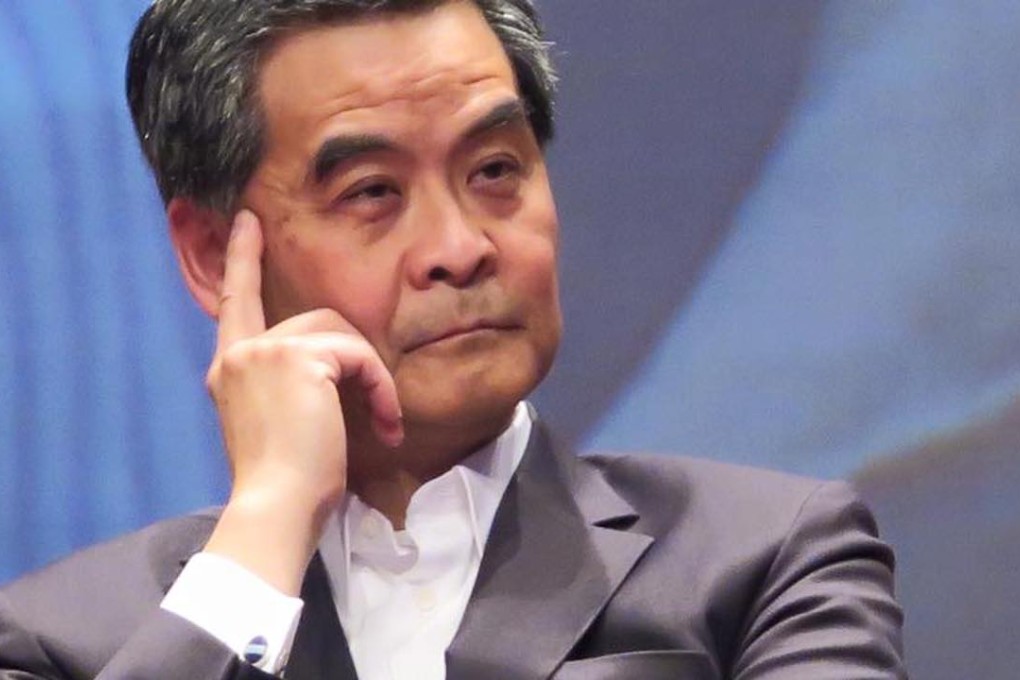 Leung Chun-ying gave his remarks before a group of secondary school students in Sham Shui Po. Photo: Facebook