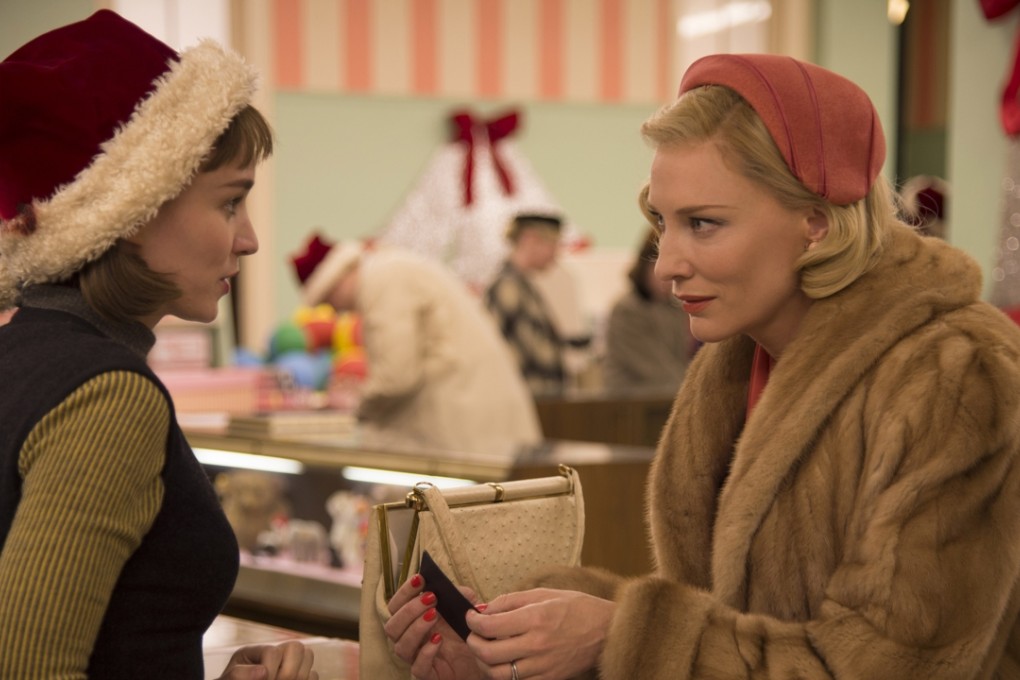 Rooney Mara, left, and Cate Blanchett in a scene from “Carol”, Todd Haynes’ 1950s lesbian romance. Photo: AP