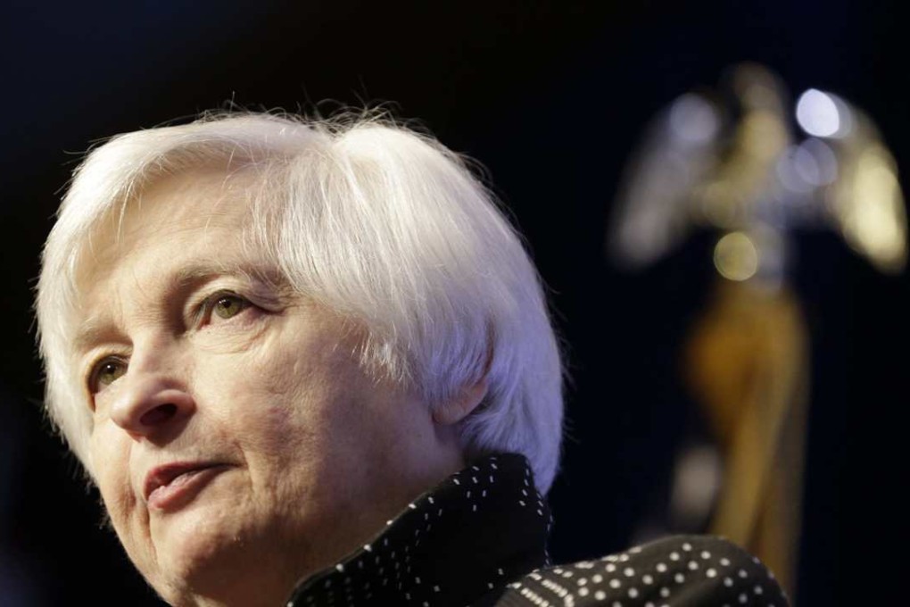 US Federal Reserve Chair Janet Yellen addresses the Economic Club of Washington as markets anticipate the Fed will likely raise interest rates this week for the first time in a decade. Photo: Reuters