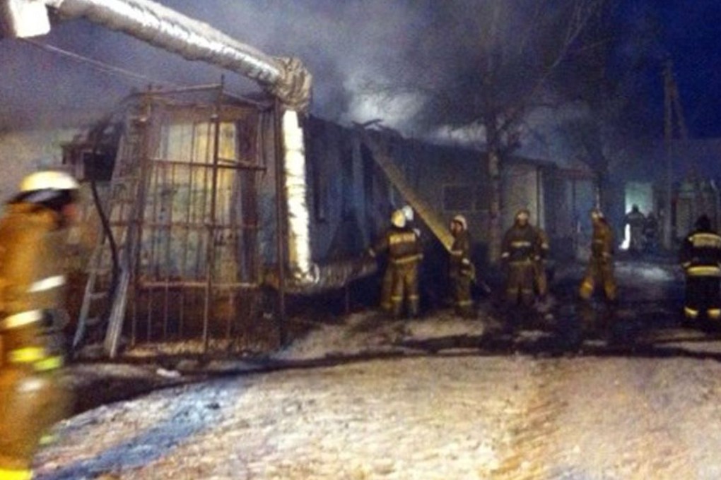 The psychiatric hospital in the village of Alfyorovka was destroyed by fire. Photo: AFP