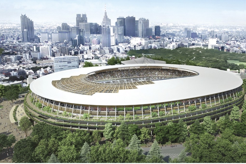 This artist rendering provided by the Japan Sports Council shows Design "A" proposed by one of two groups competing to build the new Tokyo Olympic stadium. Photo: AP