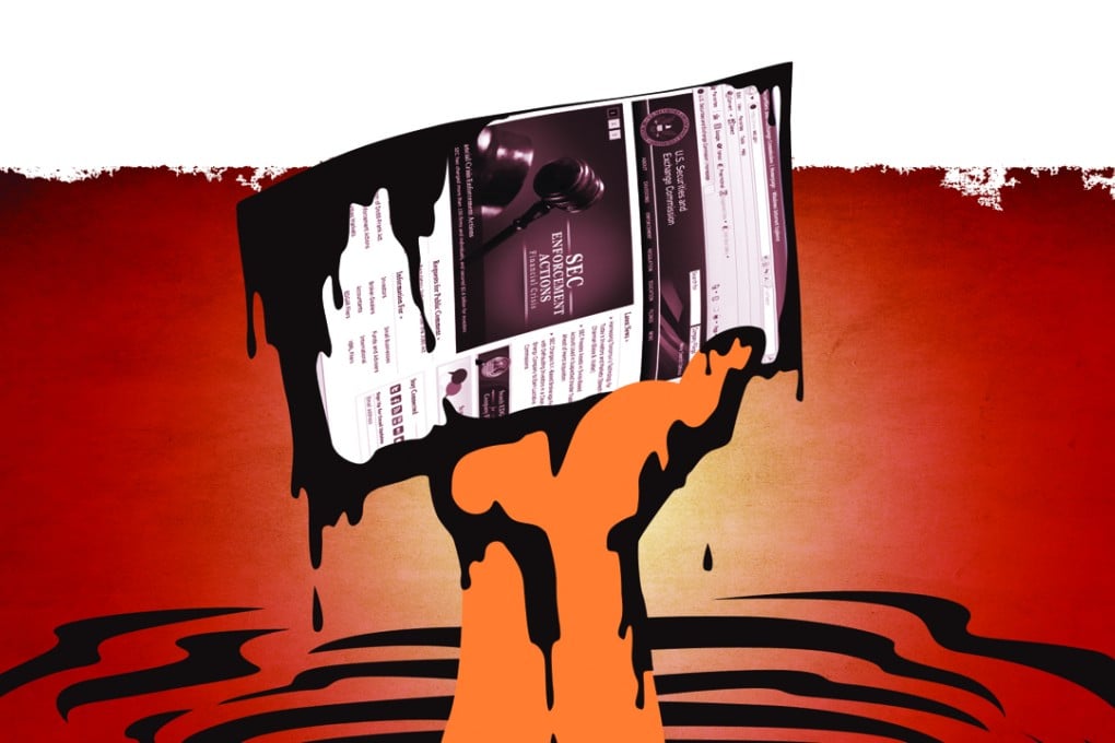 Back to business. Secret weapon. Illustration for Business lead story. Muddy Waters LLC, whose analyst reports triggered $7 billion in losses for Chinese stocks, used an unlikely secret weapon for its research: the public website of the U.S. Securities and Exchange Commission. Illustration: Emilio Rivera