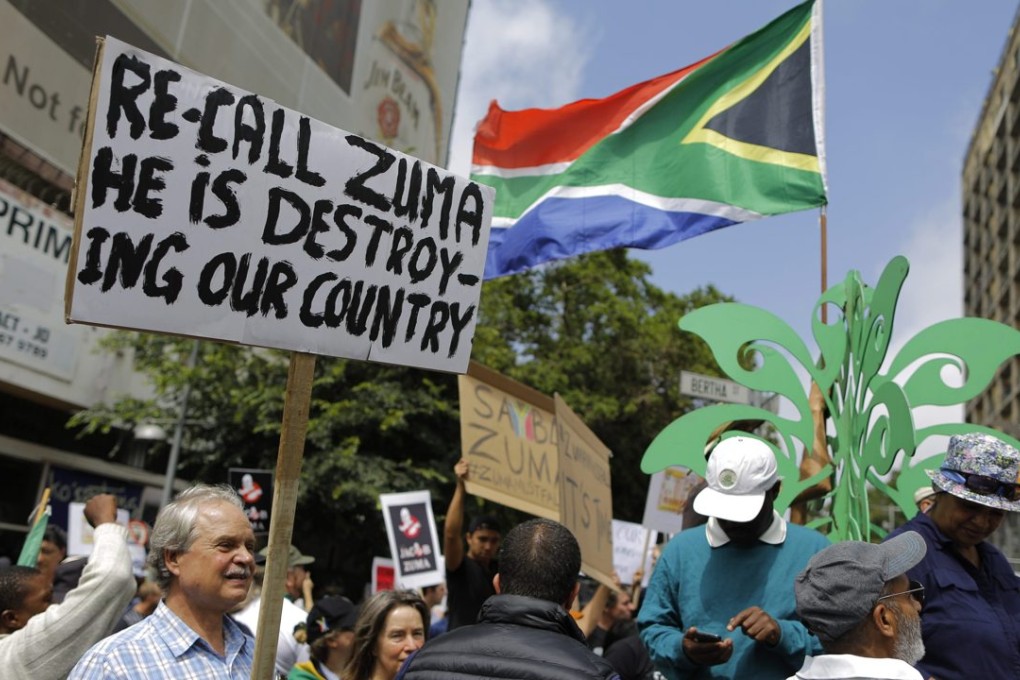 Protestors march against South African President Jacob Zuma in Johannesburg. Photo: EPA