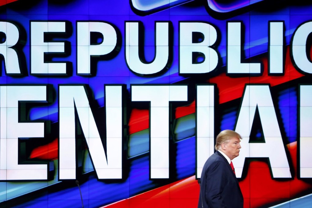 Republican US presidential candidate Donald Trump walks around the debate stage during a commercial break during the CNN presidential debate in Las Vegas on Tuesday. Photo: Reuters