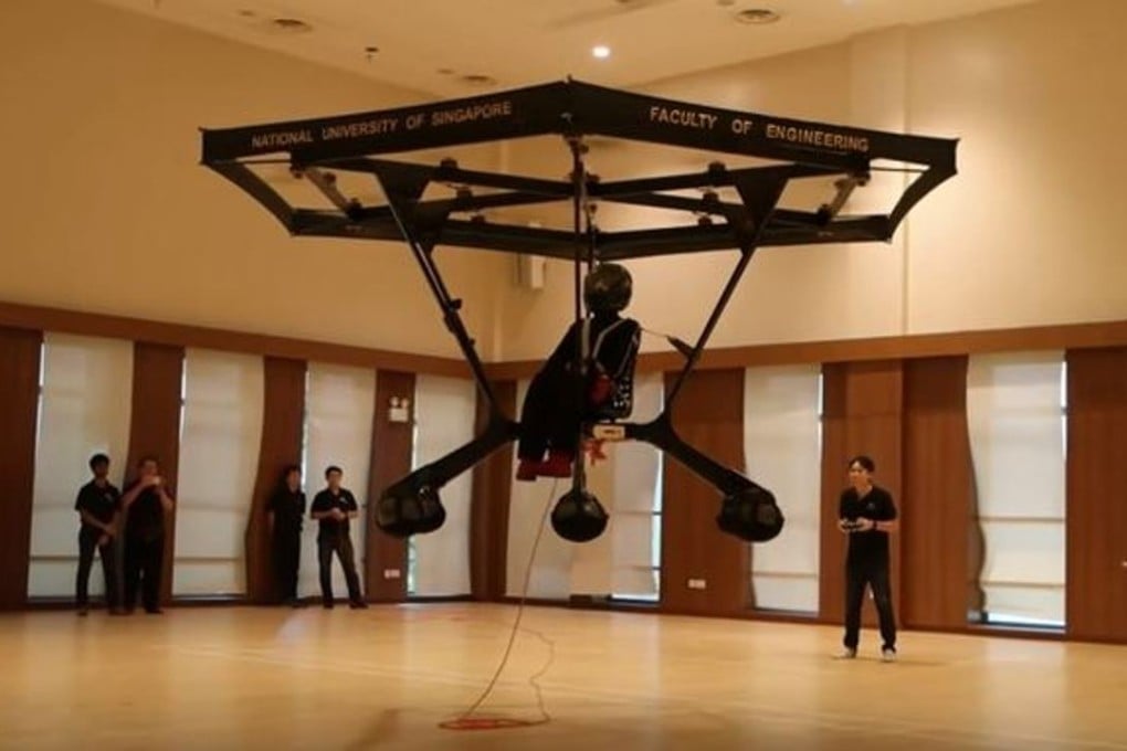 The screen grab from the NUS students’ YouTube clip shows the Snowstorm in action. It can stay airborne for up to five minutes with a maximum human payload of 70kg. Photo: YouTube