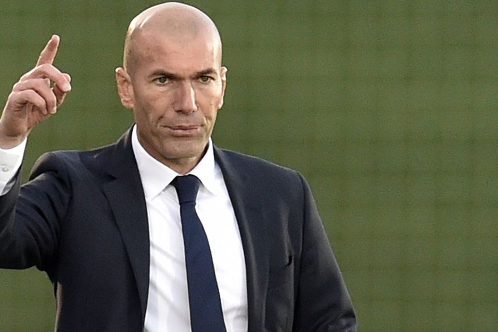 Zinedine Zidane gestures during Castilla’s match against Talavera de la Reina. Photo: AFP