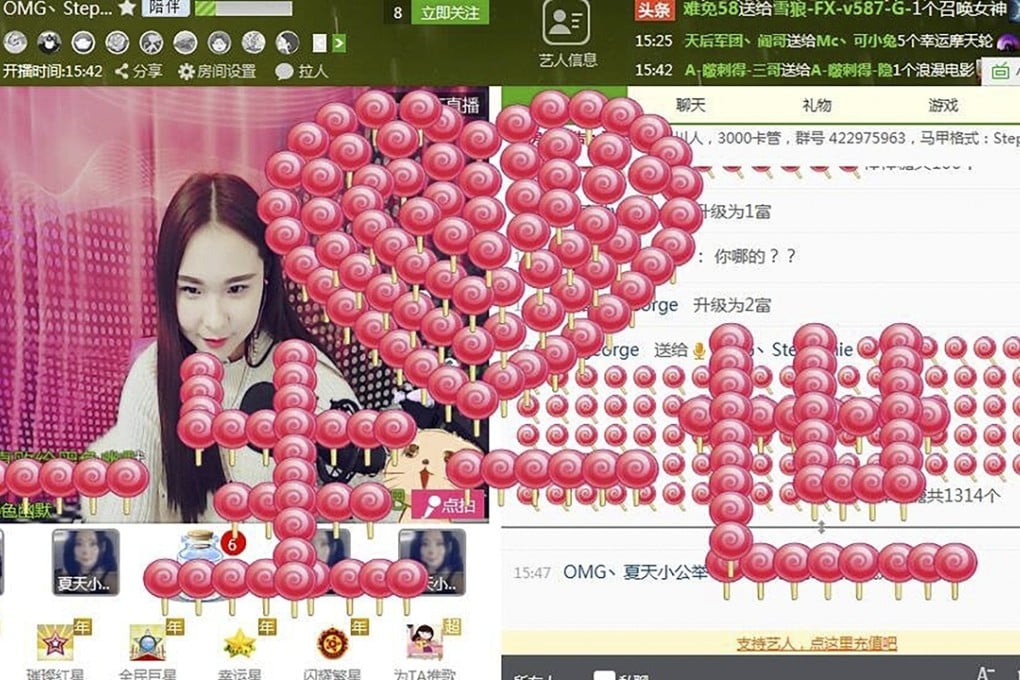 Anchor Liu Dairan spends three hours each afternoon hosting a show online. Her fans repay her with virtual gifts such as big red hearts. Photo: SCMP Pictures