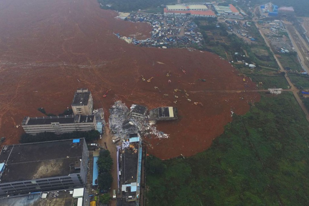 The devastation caused by the huge landslide. Photo: Xinhua