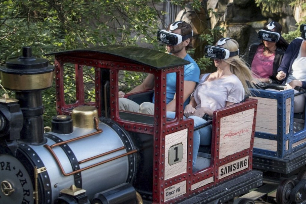 Testing VR technology on the Alpenexpress coaster at Germany’s Europa Park.
