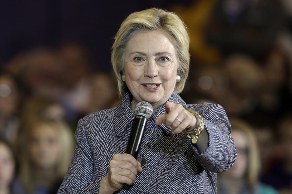 Democratic presidential candidate Hillary Clinton speaks during a town hall meeting in Keota, Iowa, on Tuesday. Photo: AP