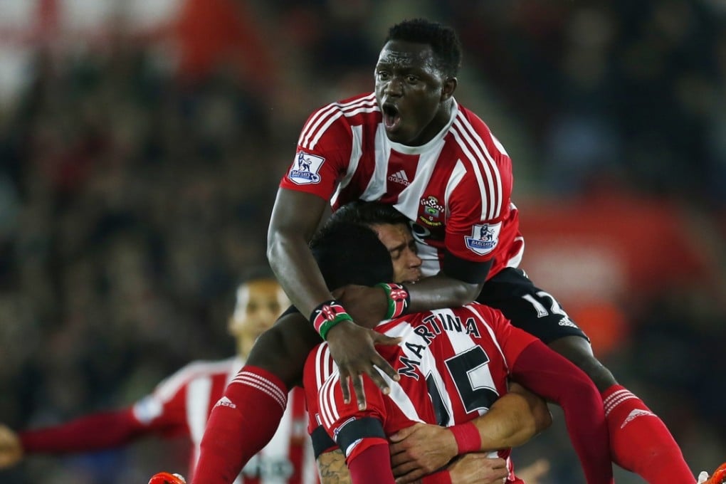 Cuco Martina celebrates with Victor Wanyama after scoring the first goal for Southampton. Photo: Reuters