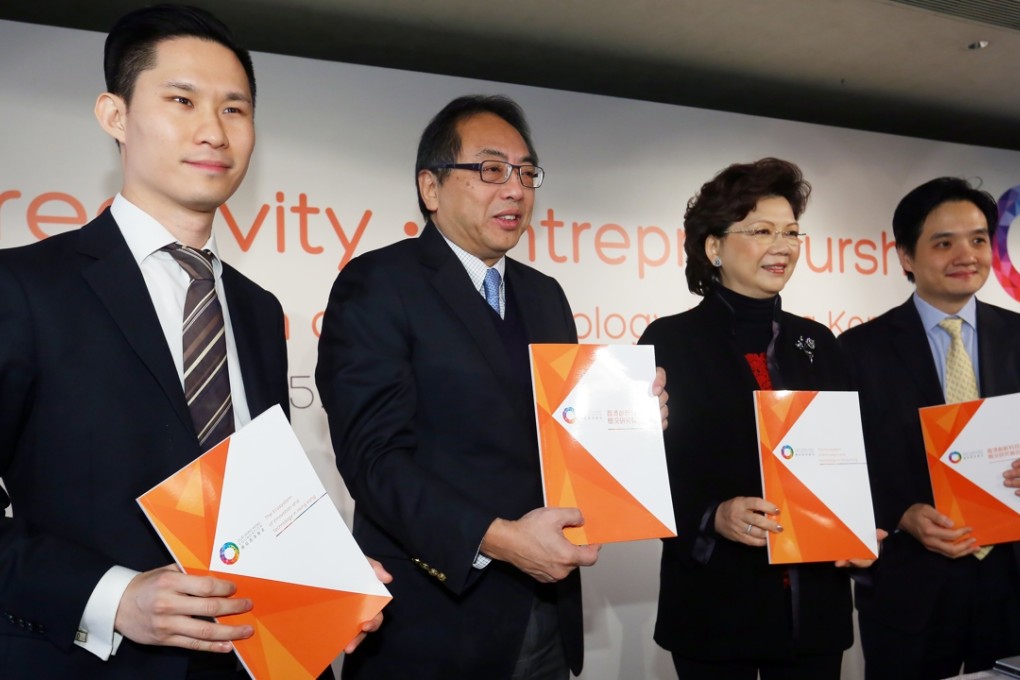 The think tank’s Edwin Cheung (left) at an event in Wan Chai promoting innovation in technology. Photo: Edmond So