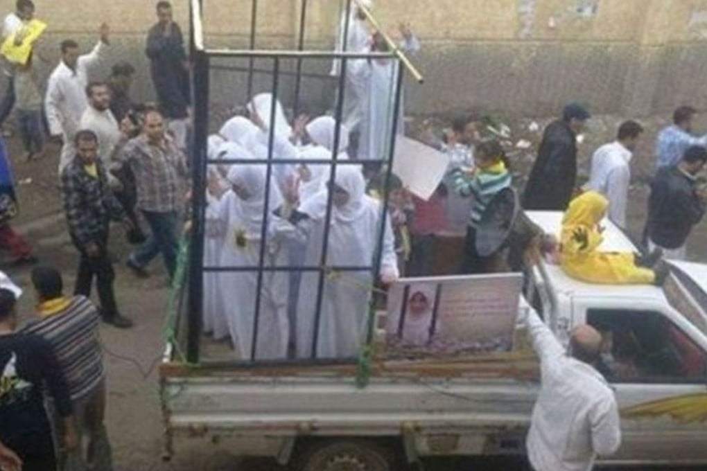 A screengrab from a video that purports to show female captives of the Islamic State group. Photo: YouTube