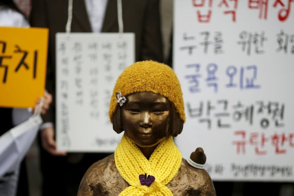 A statue symbolising ‘comfort women’ was installed in front of the Japanese embassy in Seoul in 2011 - a move Tokyo has long protested. Photo: Reuters