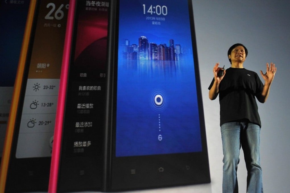 Xiaomi CEO Lei Jun speaks at the launch of a new smartphone in Beijing in this file photo. Xiaomi’s Mi was one of the three top-selling handsets in China last month, along with Huawei’s Honor and a Meizu model. Photo: AFP